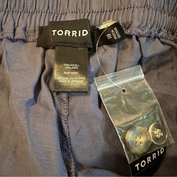 Torrid Slim Taper Stretch Linen Blend Mid Rise Cropped Pants Sz 18 Plus NEW - Picture 7 of 11